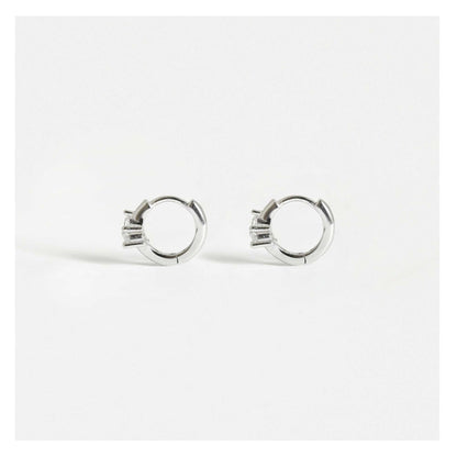 Silver Crystal Trinity Cluster Huggie Hoop Earrings - 8mm