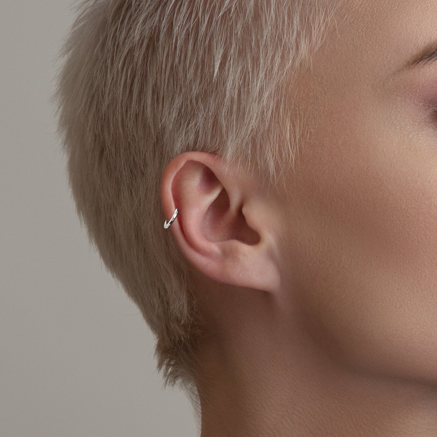 Silver Hammered Square Hoops - 10mm