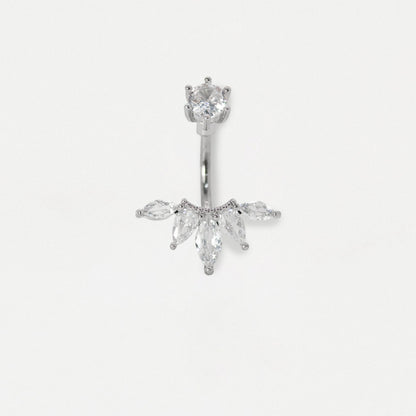 Steel Five Petal Crystal Belly Bar