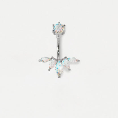 Steel Five Petal Crystal Belly Bar