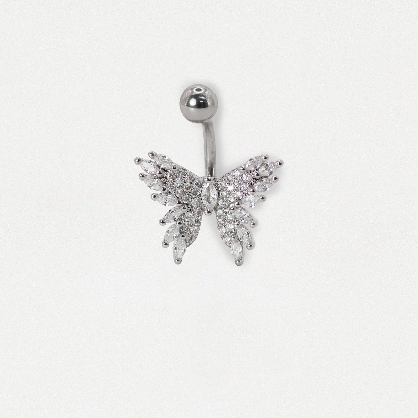 Steel Detailed Gemset Butterfly Belly Bar