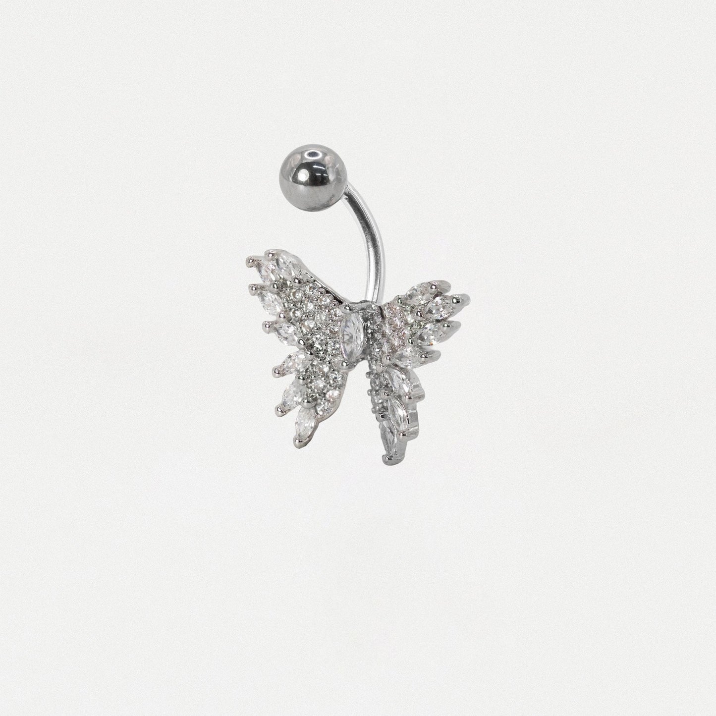 Steel Detailed Gemset Butterfly Belly Bar