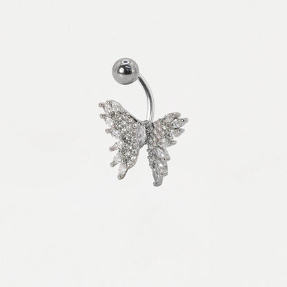 Steel Detailed Gemset Butterfly Belly Bar