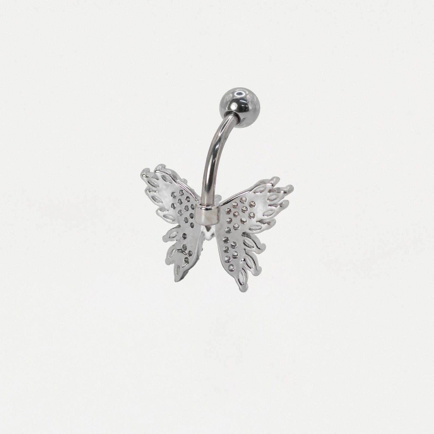 Steel Detailed Gemset Butterfly Belly Bar