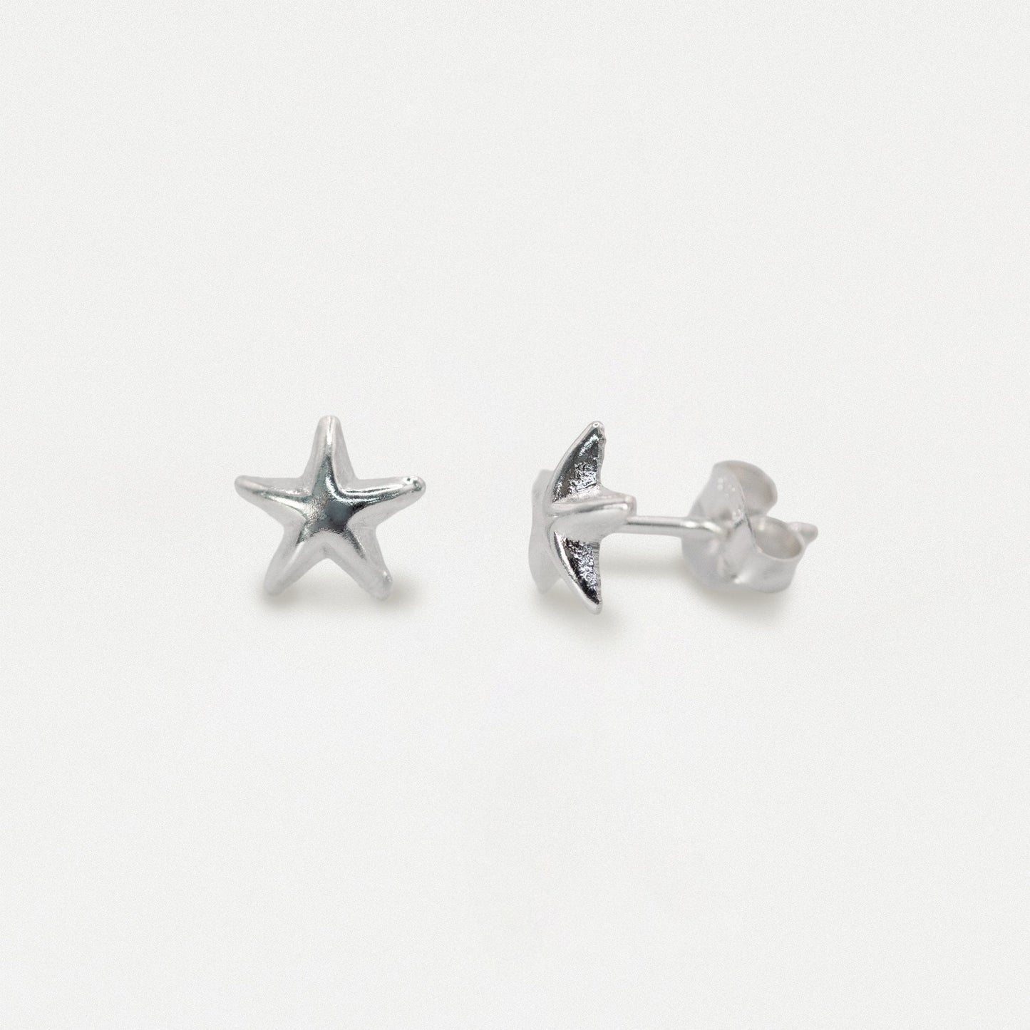 Silver Starfish Earrings - 8mm