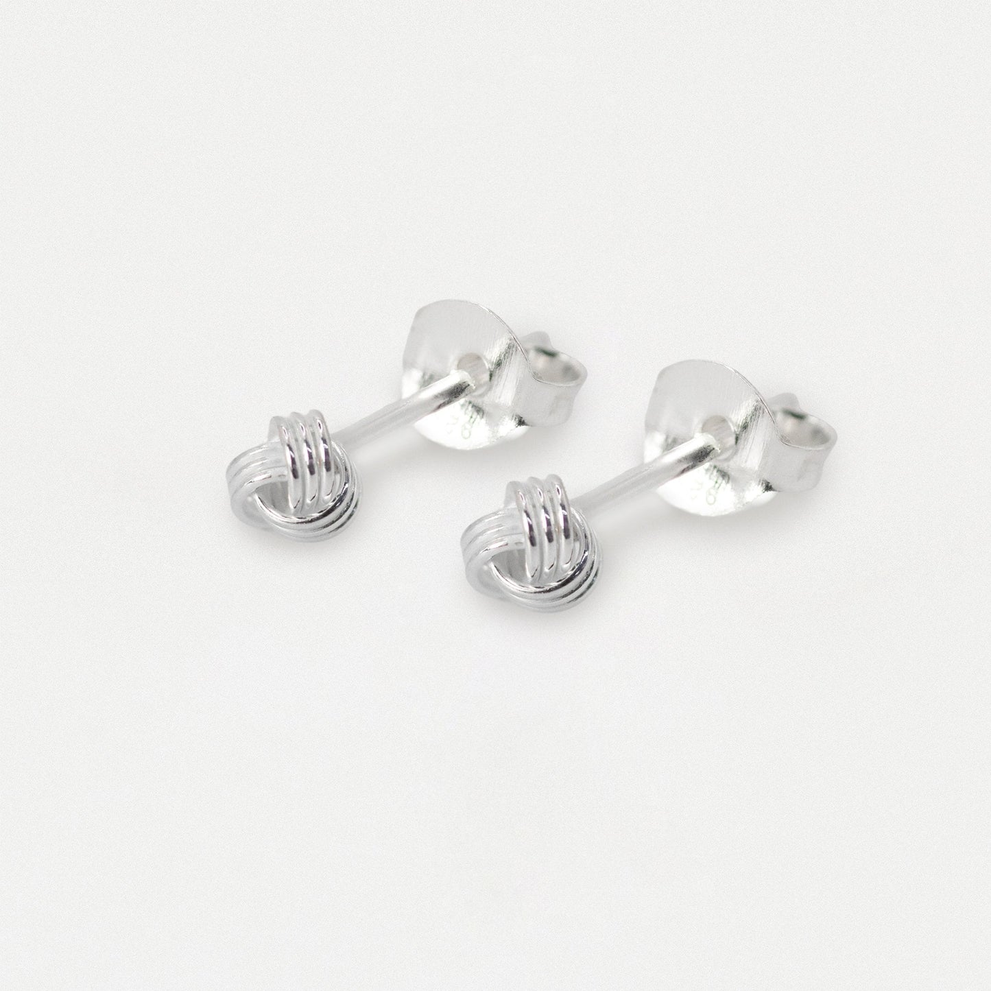 Silver Love Knot Stud Earrings - 4mm