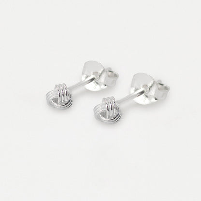 Silver Love Knot Stud Earrings - 4mm