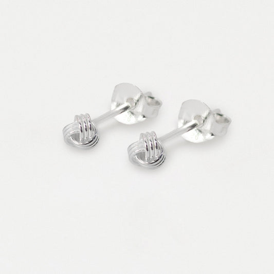 Silver Love Knot Stud Earrings - 4mm