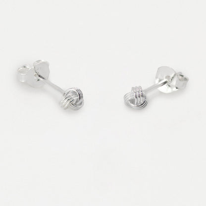Silver Love Knot Stud Earrings - 4mm