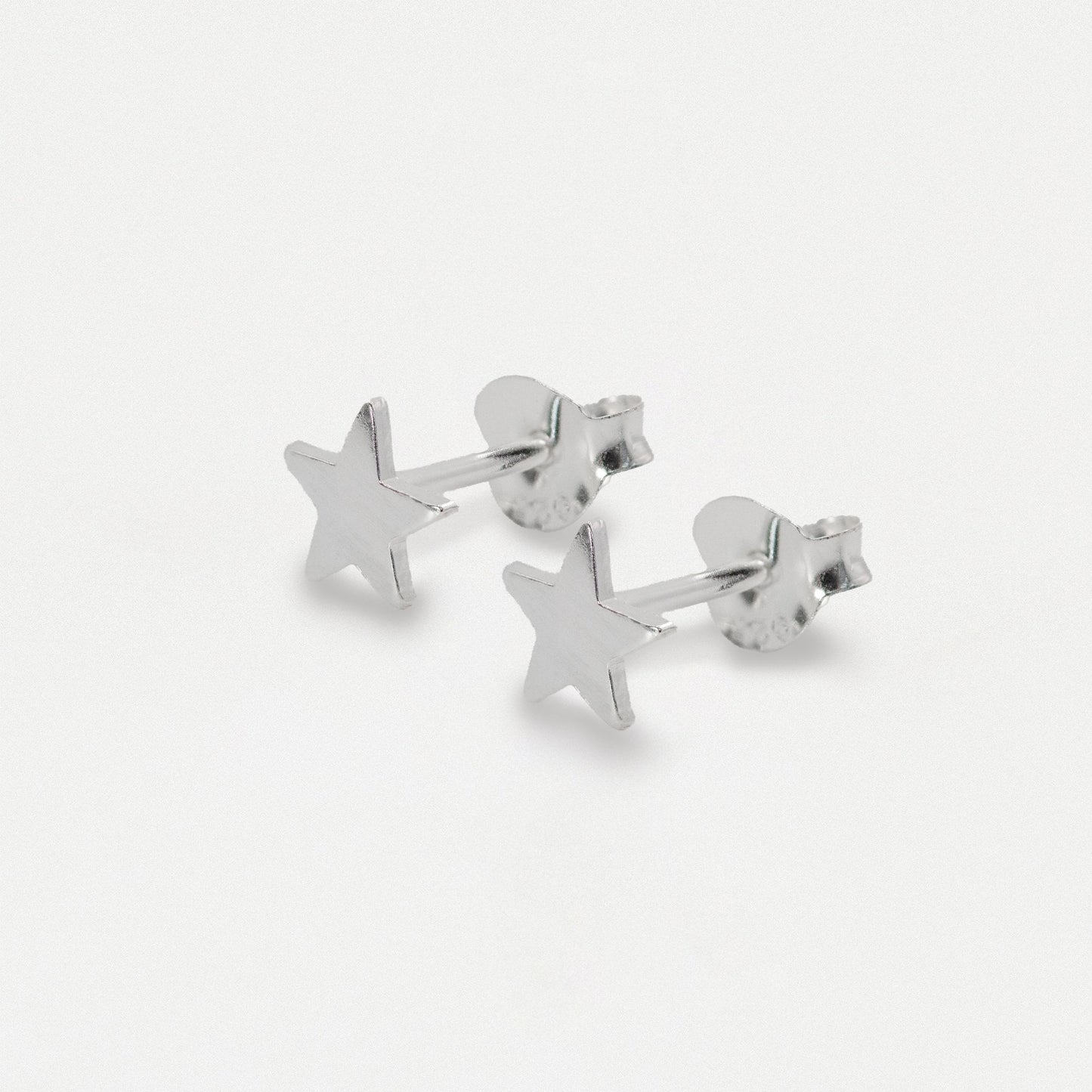 Silver Plain Flat Star Ear Studs - 3mm, 4mm & 5mm