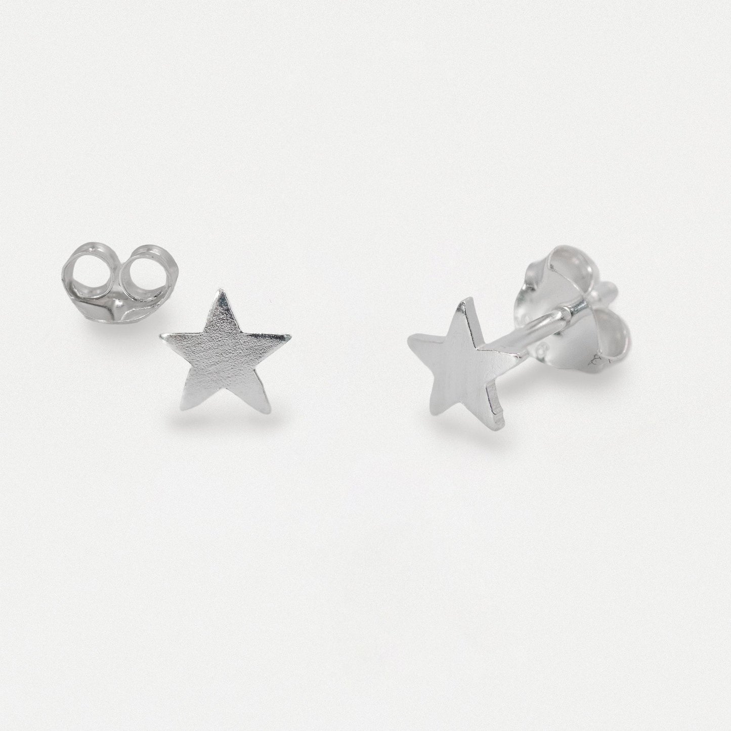 Silver Plain Flat Star Ear Studs - 3mm, 4mm & 5mm