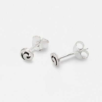 Silver Swirl Ear Studs - 4mm