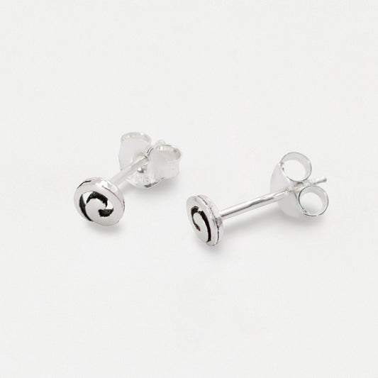 Silver Swirl Ear Studs - 4mm