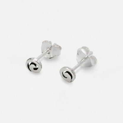 Silver Swirl Ear Studs - 4mm