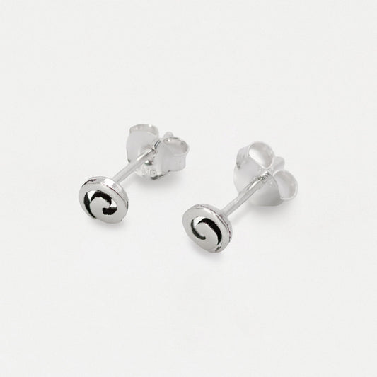 Silver Swirl Ear Studs - 4mm