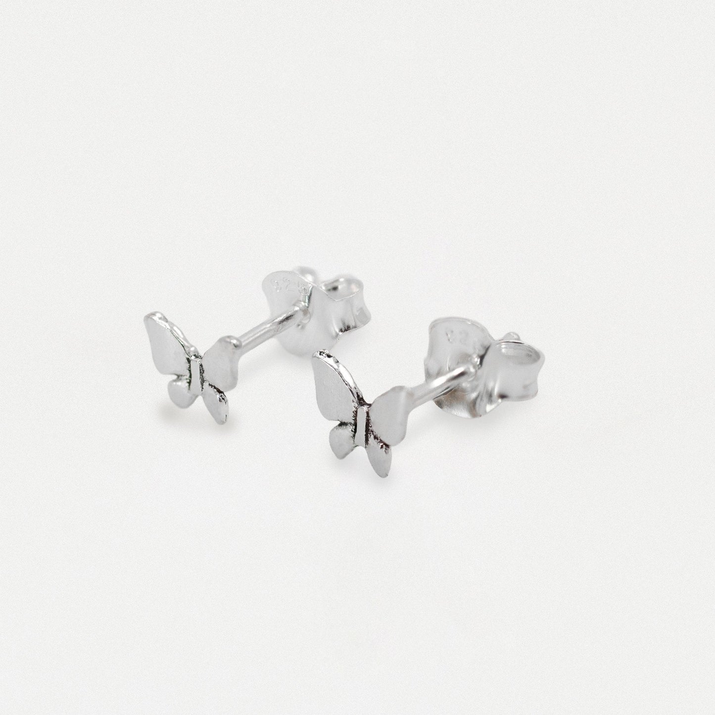 Silver Plain Butterfly Ear Studs - 5mm