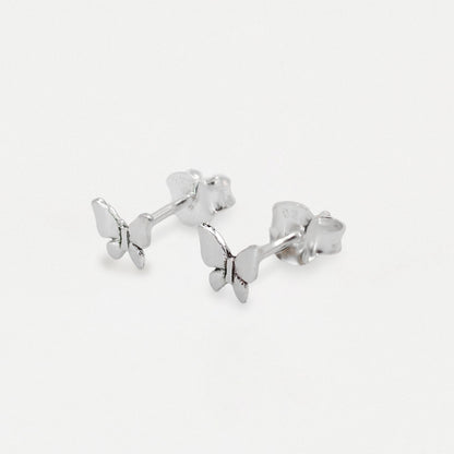Silver Plain Butterfly Ear Studs - 5mm
