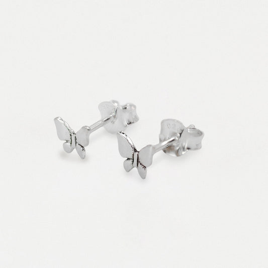 Silver Plain Butterfly Ear Studs - 5mm