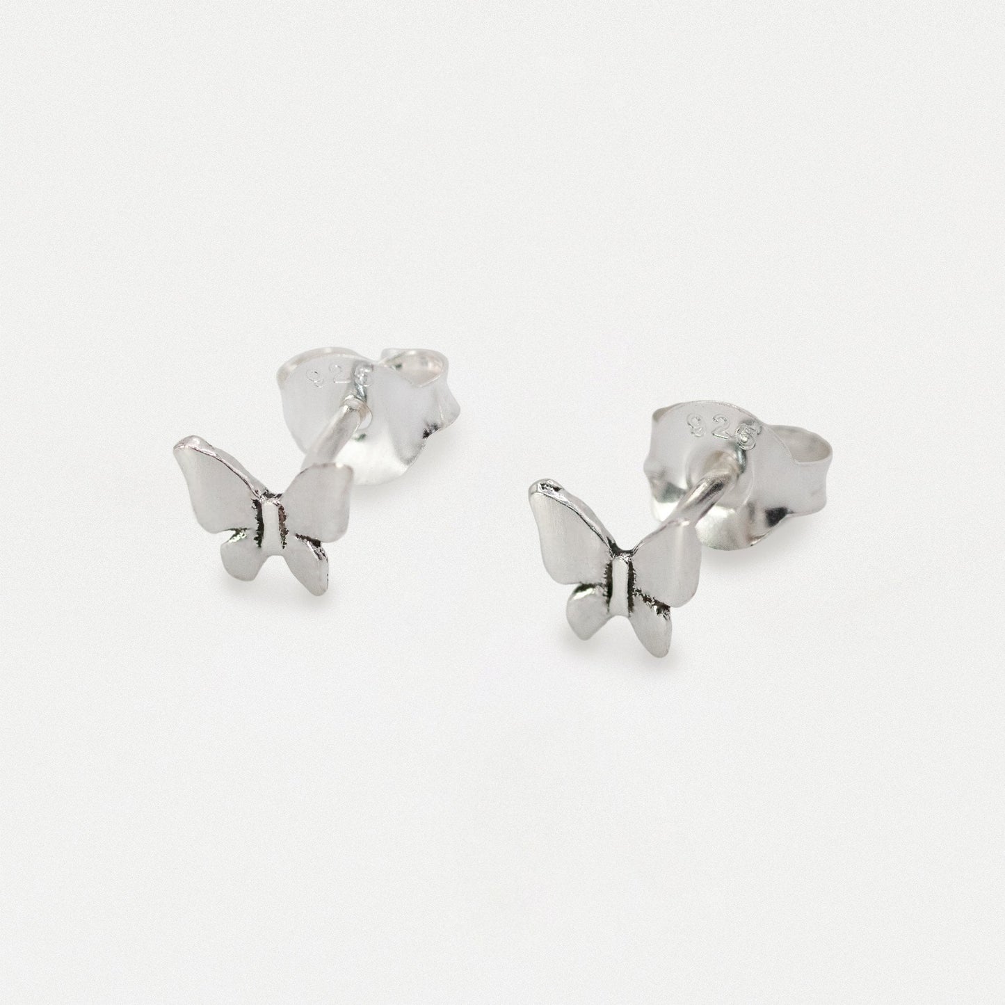 Silver Plain Butterfly Ear Studs - 5mm