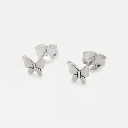 Silver Plain Butterfly Ear Studs - 5mm