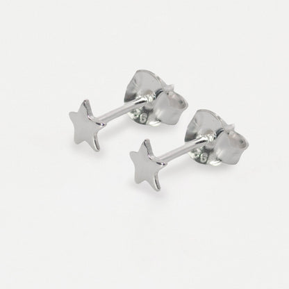Silver Plain Flat Star Ear Studs - 3mm, 4mm & 5mm
