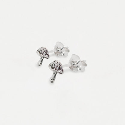 Silver Mushroom Stud Earrings - 5mm