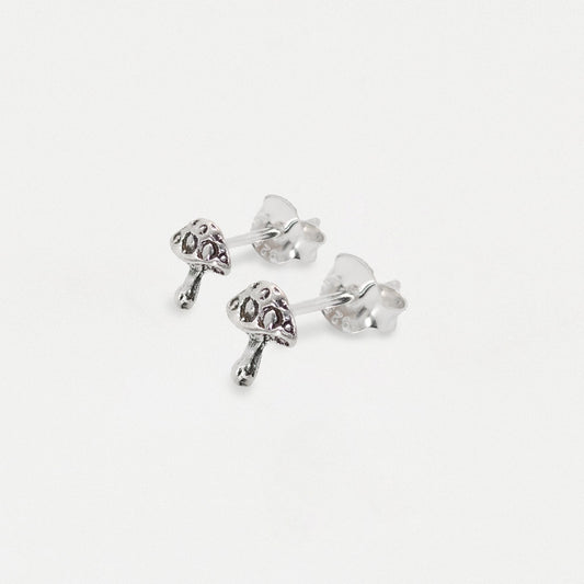 Silver Mushroom Stud Earrings - 5mm