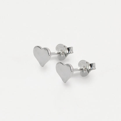 Silver Hammered Heart Ear Studs - 6mm