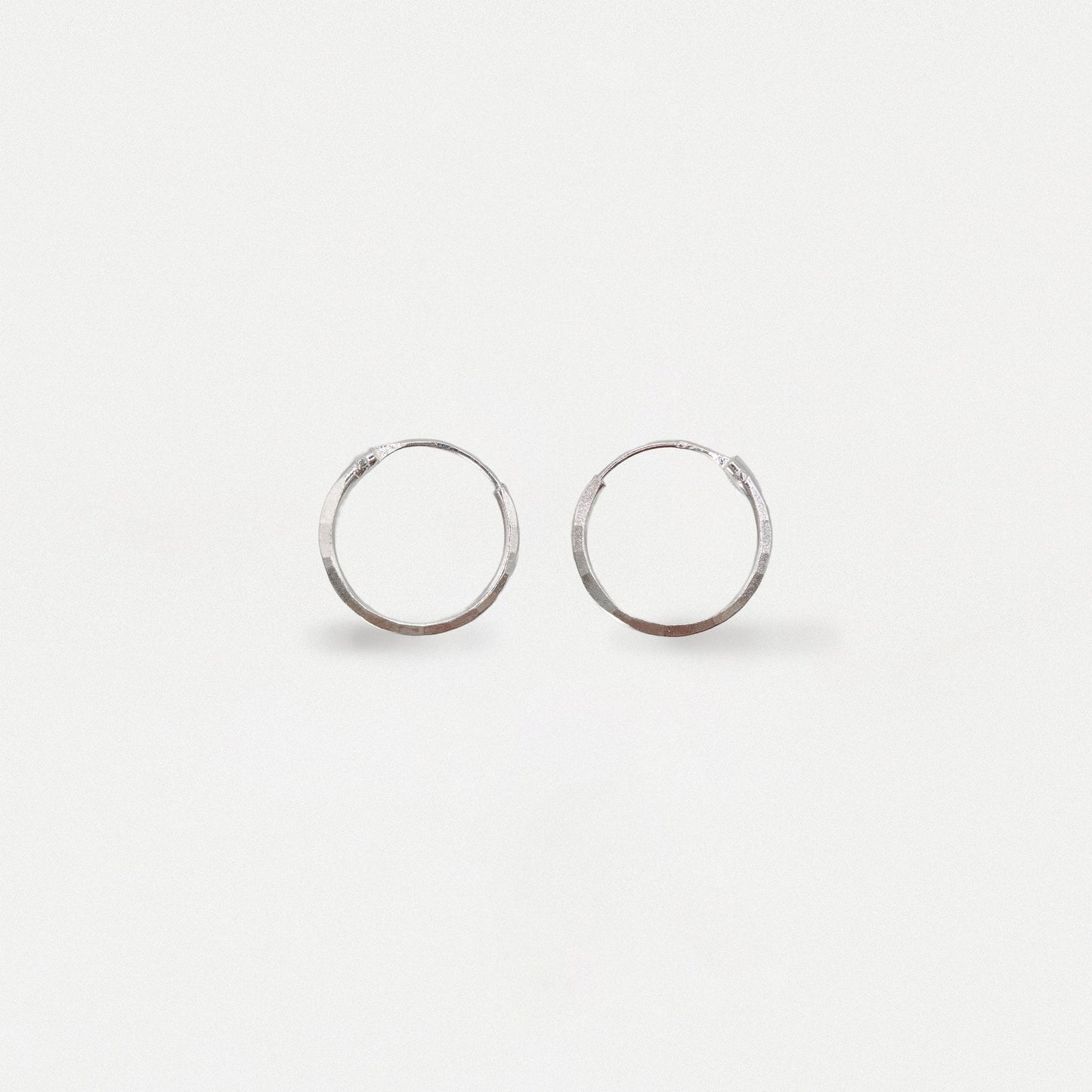 Silver Sparkle Embossed Hoops - 12mm