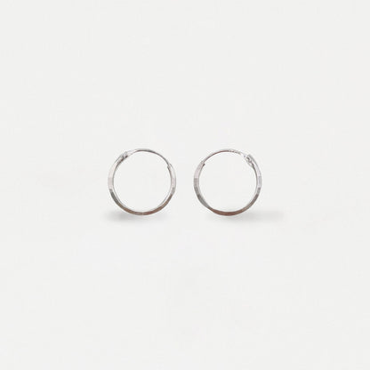 Silver Sparkle Embossed Hoops - 12mm