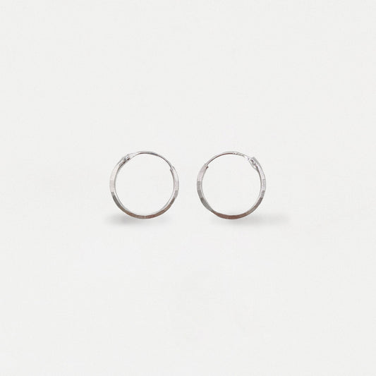 Silver Sparkle Embossed Hoops - 12mm