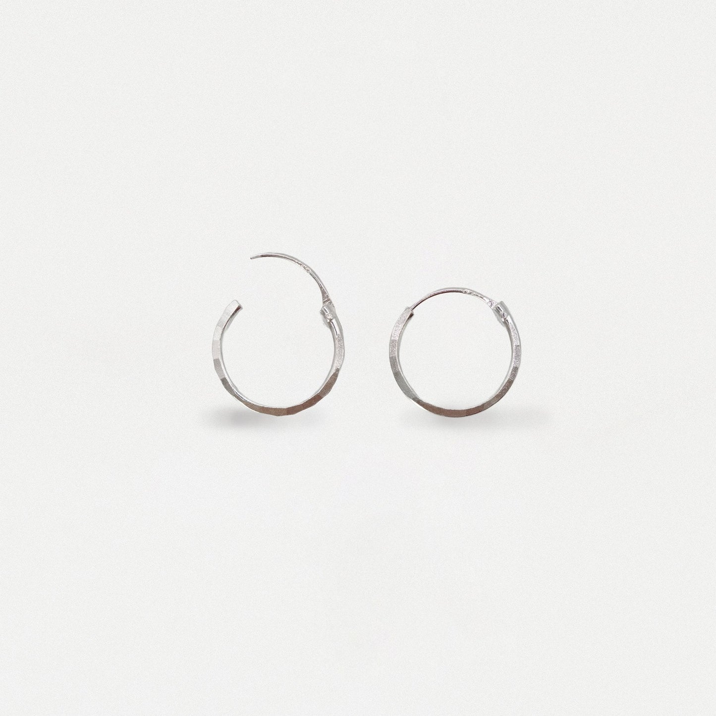 Silver Sparkle Embossed Hoops - 12mm