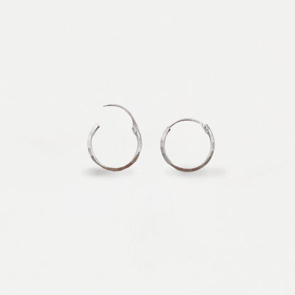 Silver Sparkle Embossed Hoops - 12mm