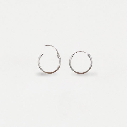 Silver Sparkle Embossed Hoops - 12mm