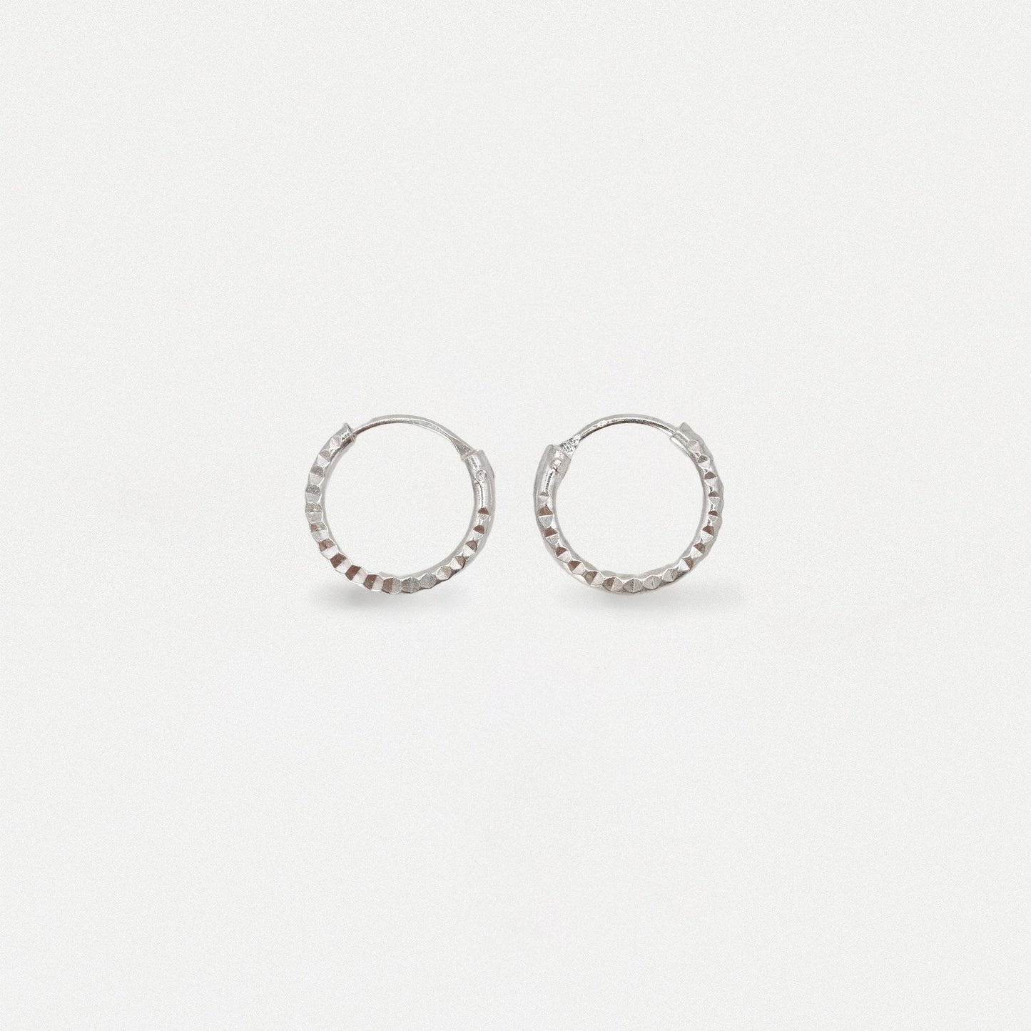 Silver Textured Finish Hoop Earrings - 10mm