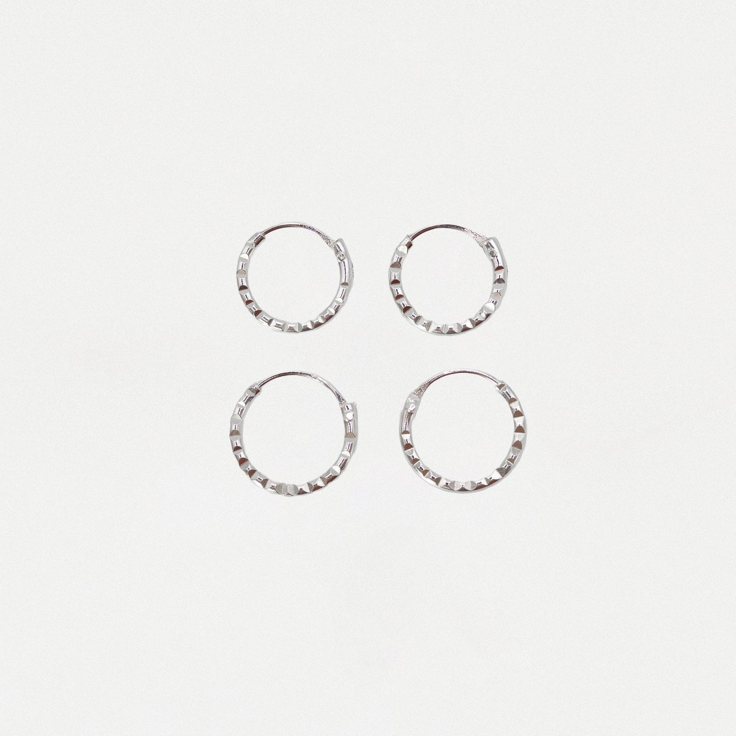 Silver Shiny Ridged Hoops - 8 & 10mm