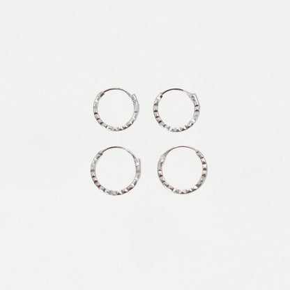 Silver Shiny Ridged Hoops - 8 & 10mm