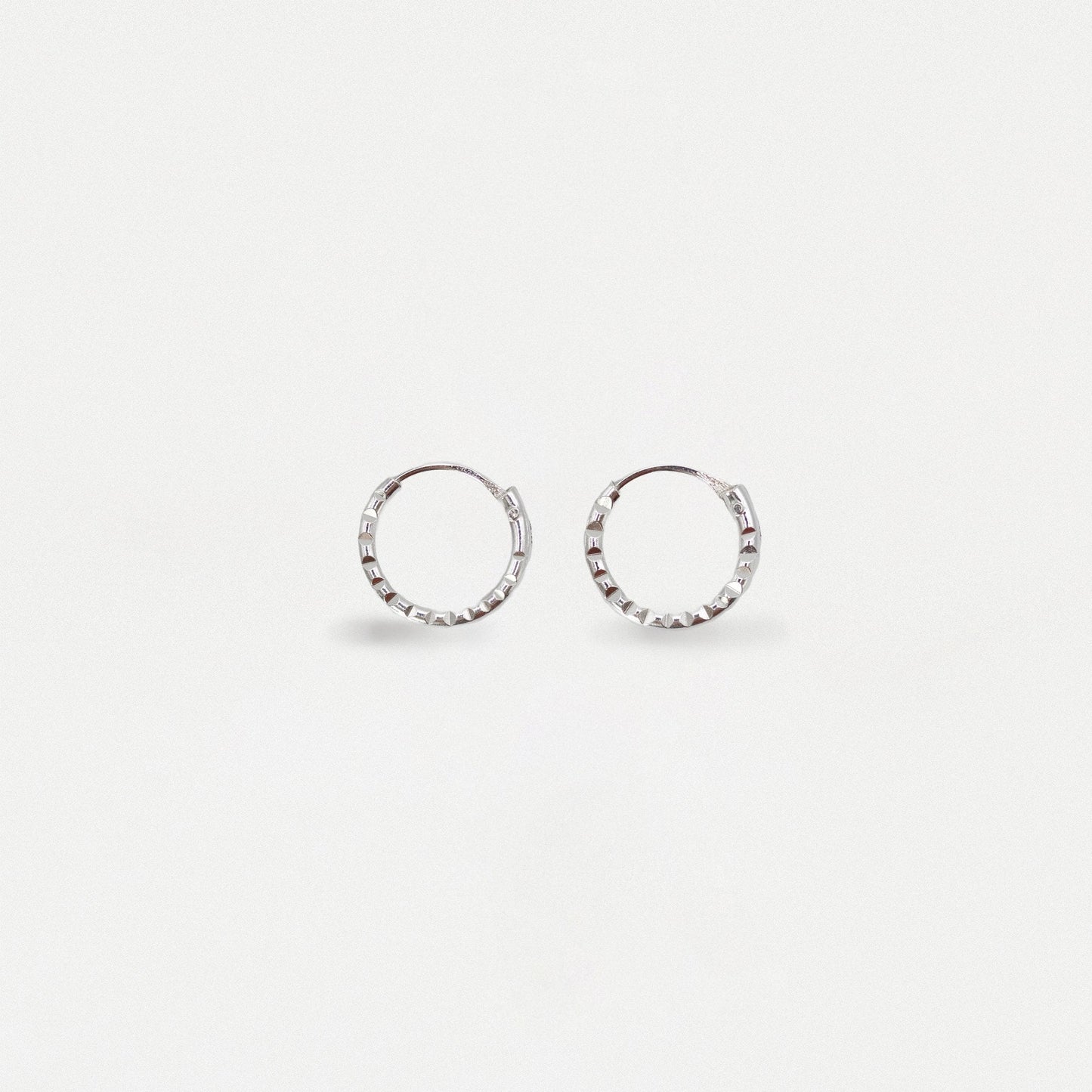 Silver Shiny Ridged Hoops - 8 & 10mm