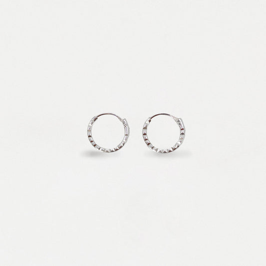 Silver Shiny Ridged Hoops - 8 & 10mm