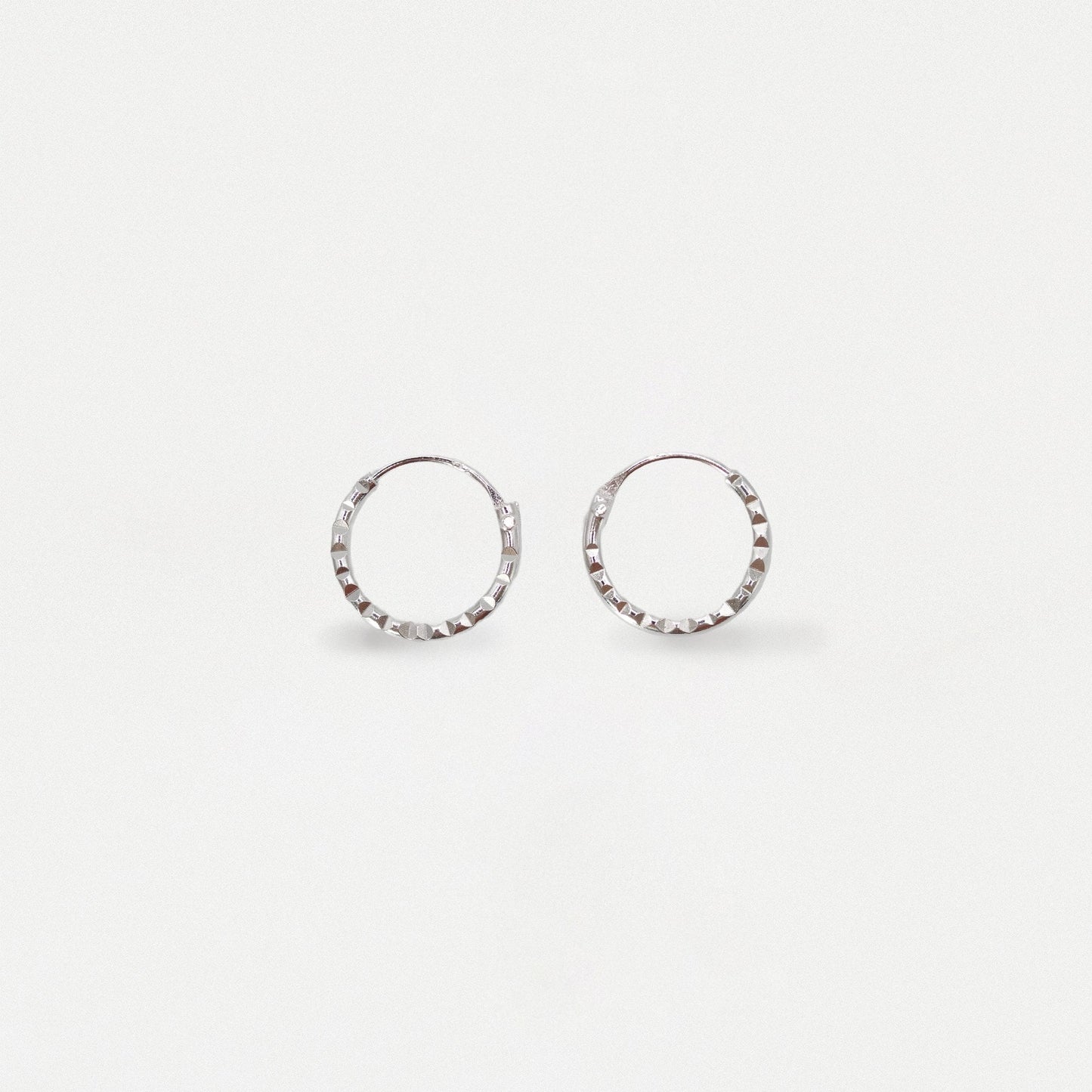 Silver Shiny Ridged Hoops - 8 & 10mm