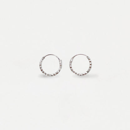 Silver Shiny Ridged Hoops - 8 & 10mm