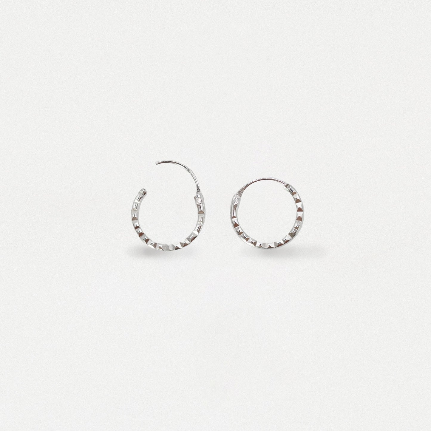 Silver Shiny Ridged Hoops - 8 & 10mm