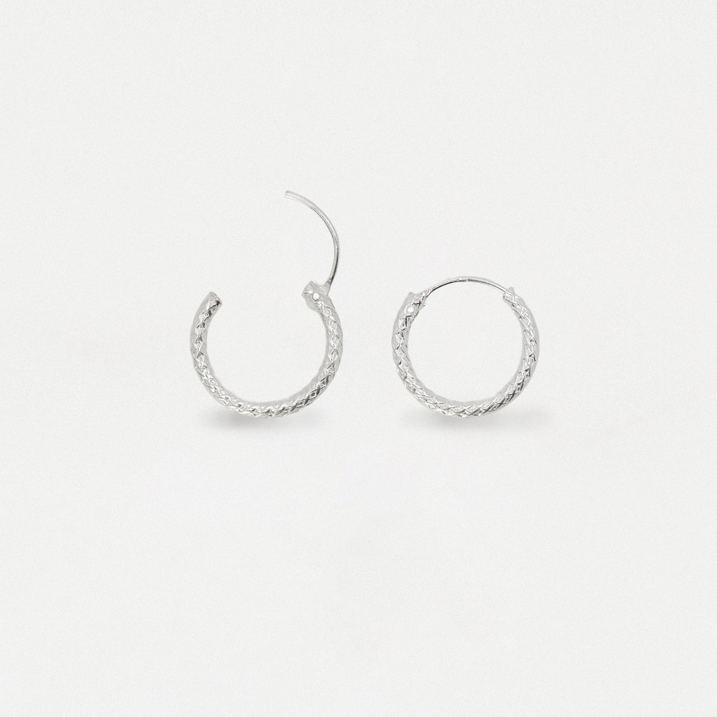 Silver Rope Effect Hoop Earrings - 10 & 12mm