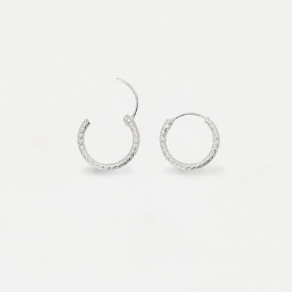 Silver Rope Effect Hoop Earrings - 10 & 12mm