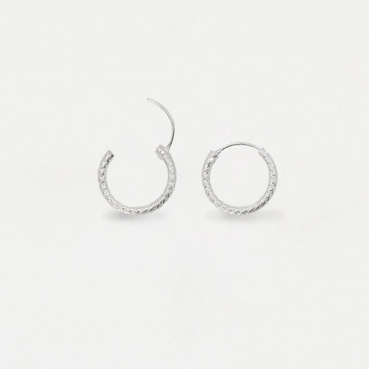 Silver Rope Effect Hoop Earrings - 10 & 12mm