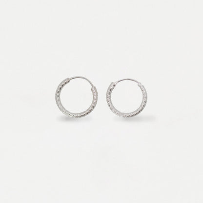 Silver Rope Effect Hoop Earrings - 10 & 12mm