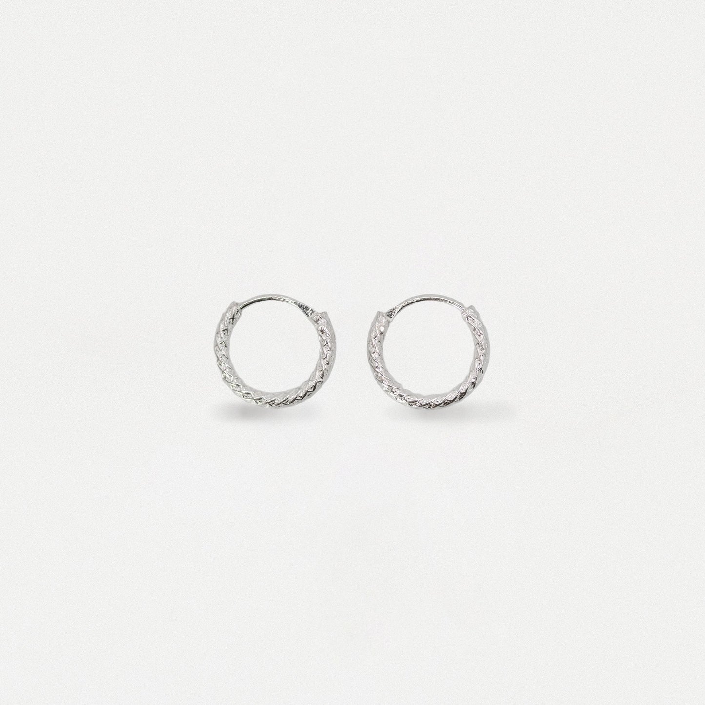 Silver Rope Effect Hoop Earrings - 10 & 12mm