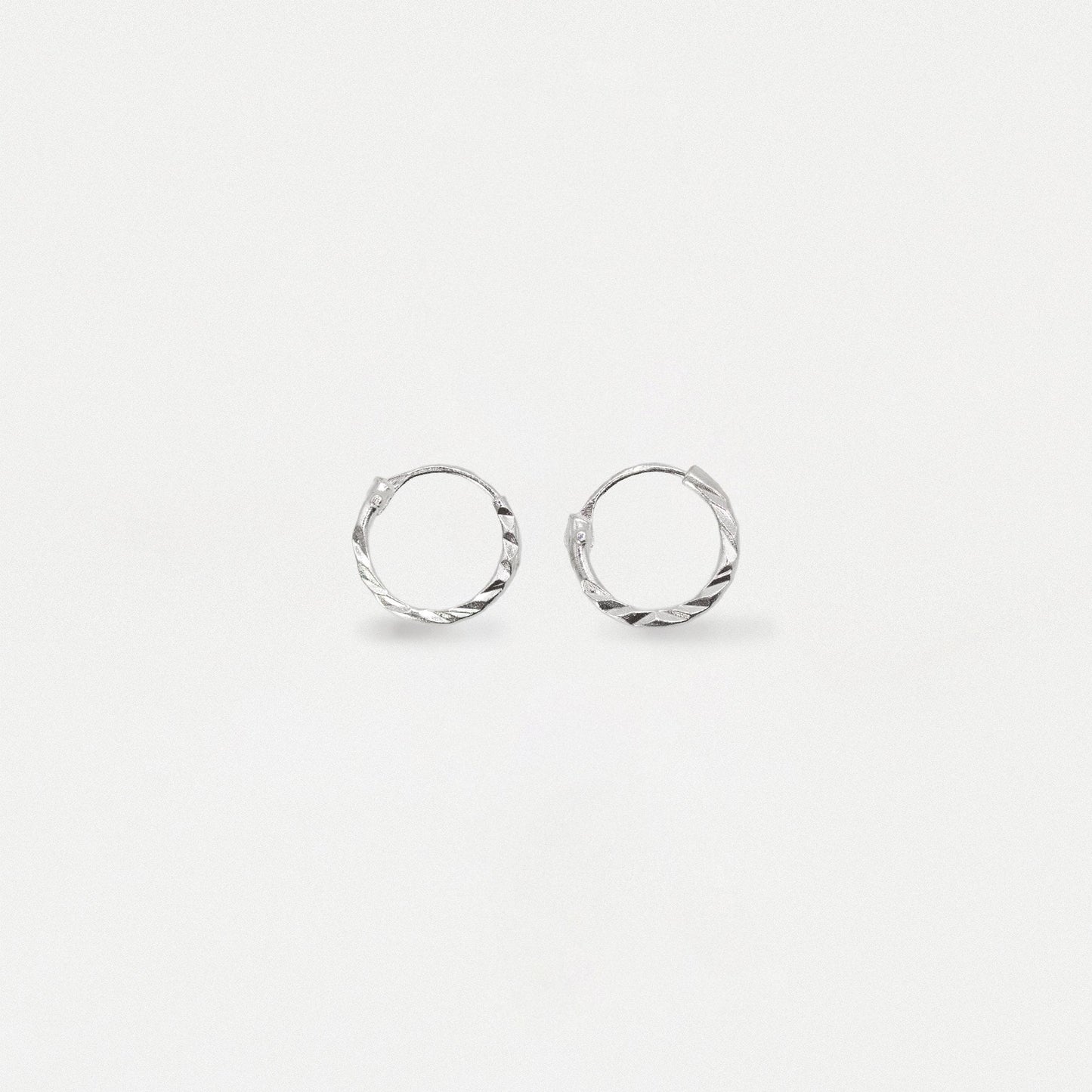 Silver Diamond Cut Twist Hoop Earrings - 8 & 10mm