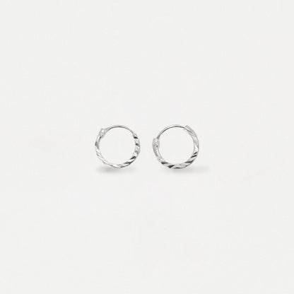 Silver Diamond Cut Twist Hoop Earrings - 8 & 10mm