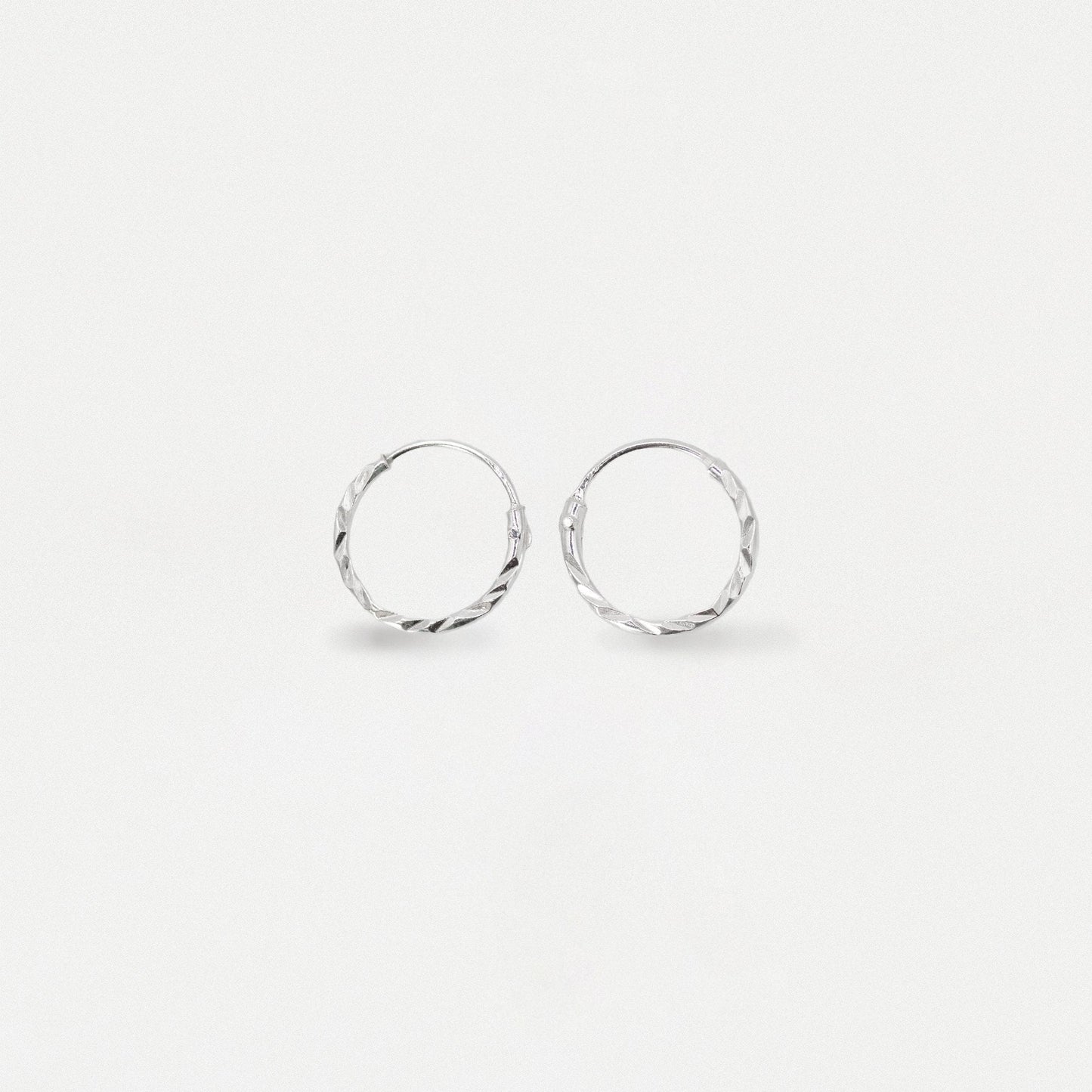 Silver Diamond Cut Twist Hoop Earrings - 8 & 10mm